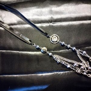 Black Beaded Lanyard Necklace